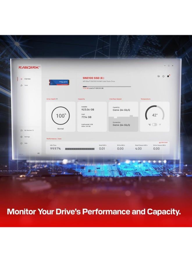 WD Blue SN5100 2TB NVMe SSD - M.2 2280, PCIe Gen 4.0, Internal Solid State Drive - Read Speeds Up to 7,100MB/s, Upgrade Storage for PC/Laptops - WDS200T5B0E 2 TB - Image 5