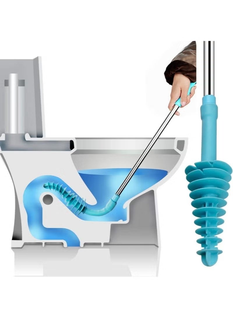 Realfrog Toilet Plunger, Piston Type Toilet Clog Remover, Flexible Rubber Head Stainless Steel Handle with Wall Hook Toilet Dredge Pipe for Clogged Syphon Toilet - Image 4