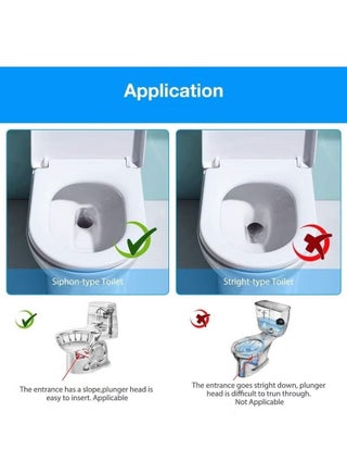 Toilet Plunger, Piston Type Toilet Clog Remover, Flexible Rubber Head Stainless Steel Handle with Wall Hook Toilet Dredge Pipe for Clogged Syphon Toilet - view 3