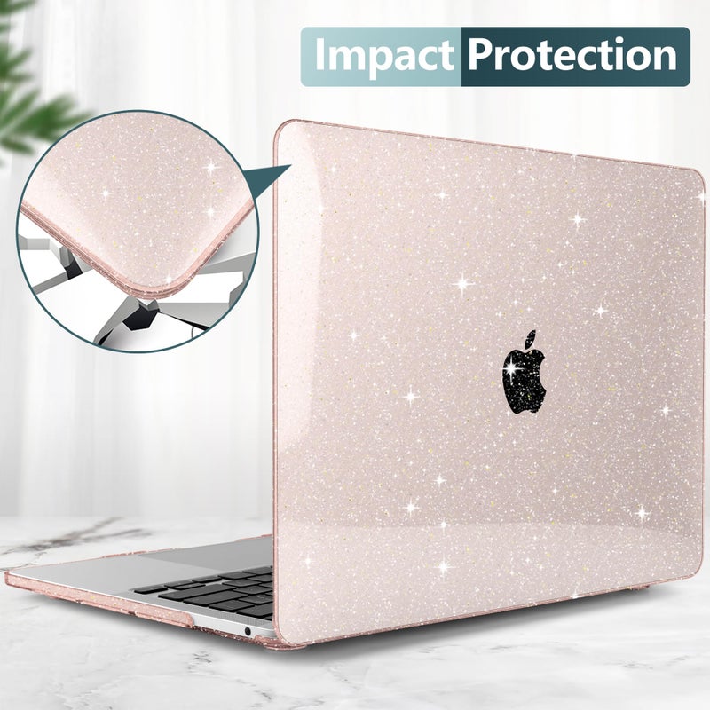 TWOLSKOO for MacBook Pro 13 inch Case 2023-2016 A2338 M2 M1 A2251 A2289 A2159 A1989 A1708 A1706, Glitter Bling Plastic Case with Keyboard Cover & Type C Adapter 2 Pack & Camera Cover, Sparkly Pink - Image 5