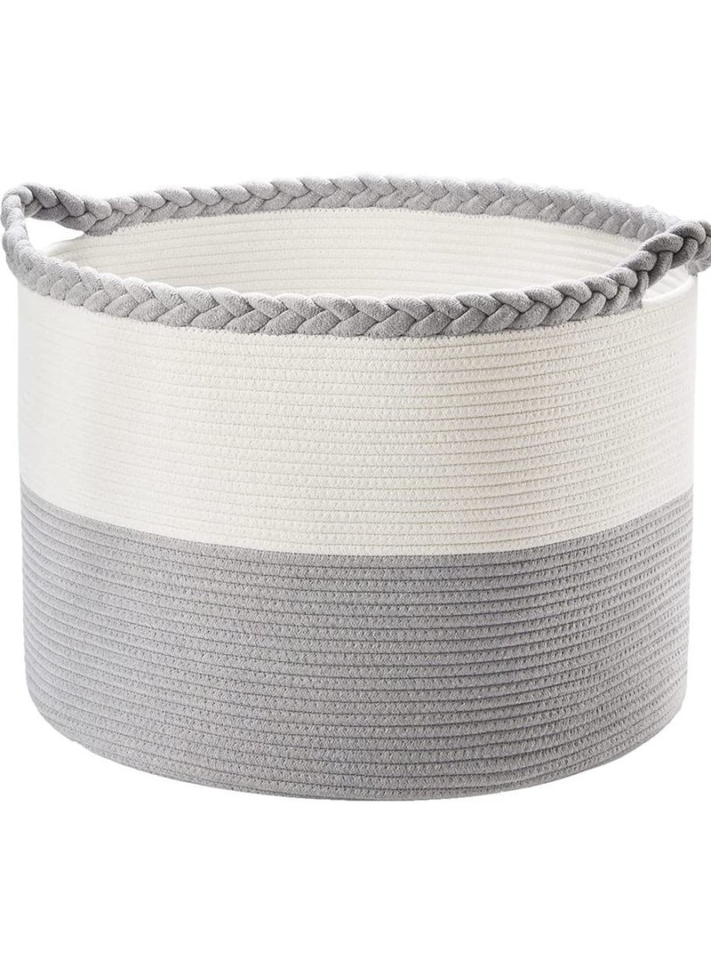 Gleckn Gleckn Baskets Xxxl Large Cotton Rope Basket 22X22X16 Storage Basket Woven Basket Large Basket Blanket Basket Living Room Toy Basket Baskets For Organizing Storage Organizer Grey  - Image 1