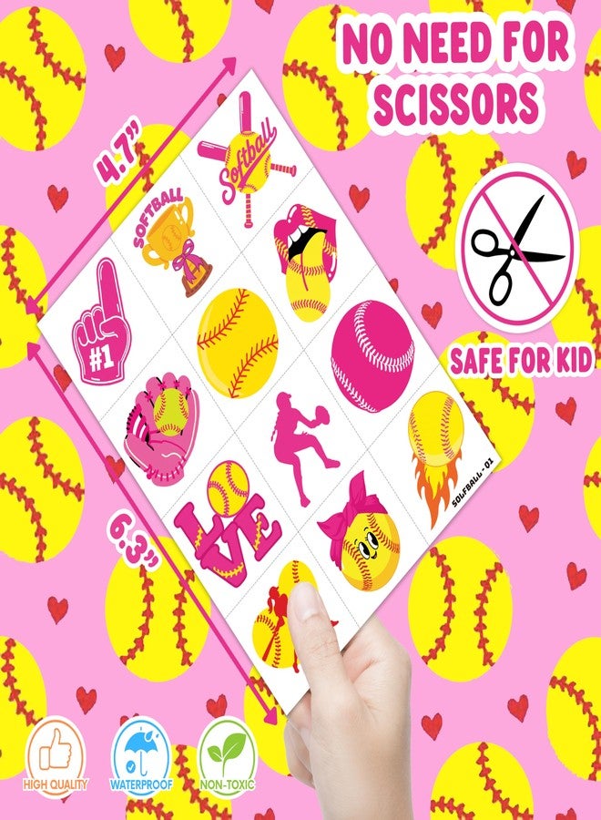 91TATTOOS 120 PCS Softball Sports Pre-Cut Temporary Tattoos for Kids | - Image 4