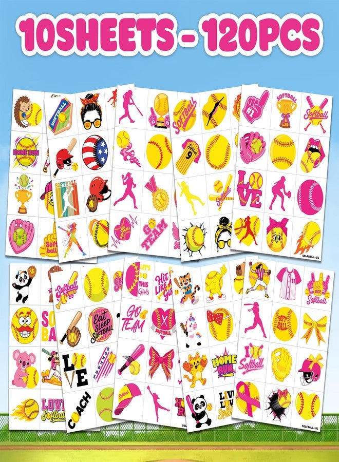 91TATTOOS 120 PCS Softball Sports Pre-Cut Temporary Tattoos for Kids | - Image 3