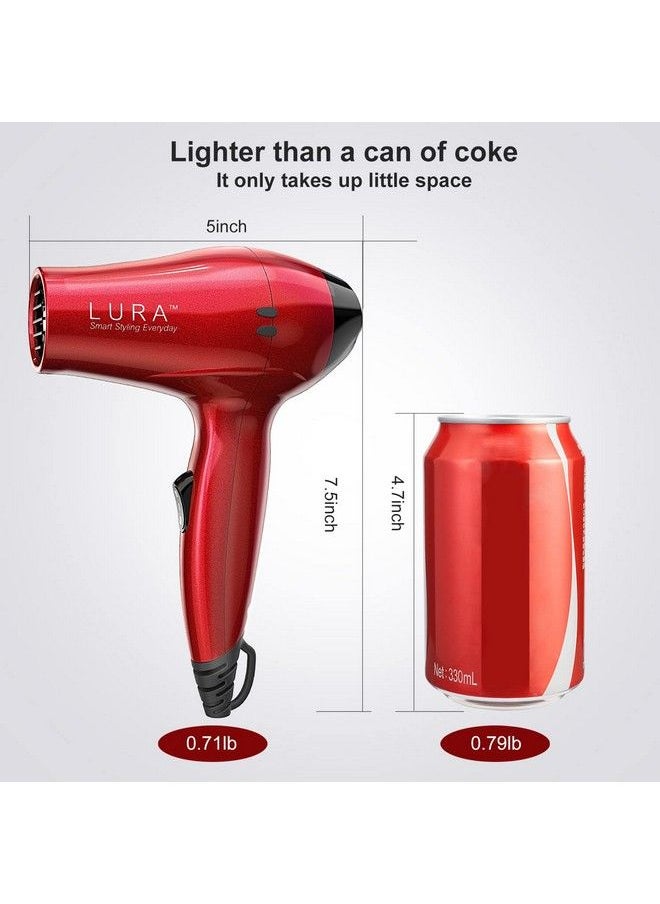 LURA - Travel Hair Dryer With Diffuser And Concentrator:Mini Blow Dryer With European Plugsmall Dual Voltage Portable Hairdryer With Travel Bagcompact Lightweight 1200W Blowdryer For Men And Kids - Image 1