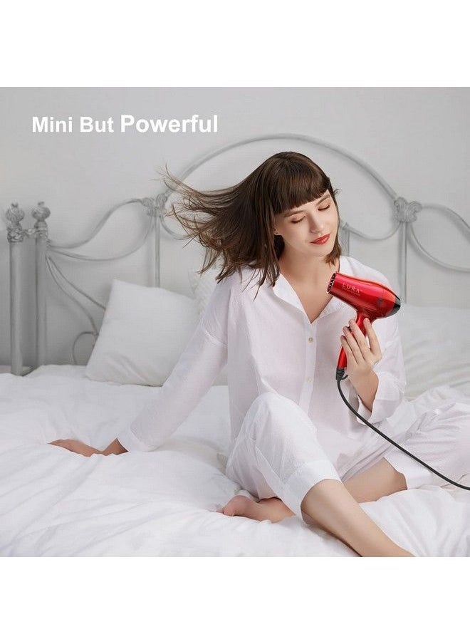 LURA - Travel Hair Dryer With Diffuser And Concentrator:Mini Blow Dryer With European Plugsmall Dual Voltage Portable Hairdryer With Travel Bagcompact Lightweight 1200W Blowdryer For Men And Kids - Image 1
