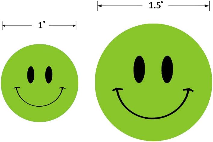 Hcode Happy Face Circle Dots Paper Labels Reward Stickers Teachers Stickers 500 Pieces per Roll (1.5 inch Green) - Image 2