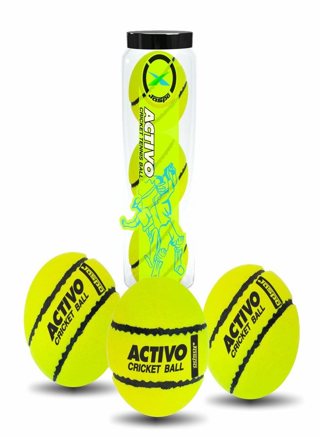 jaspo Rubber,Wool Felt Activo Super Cricket Tennis Ball Light Weight 80 To 85 Grams,High Bounce,Durable,Developed With Innovative Technique,Unique Design,Match Quality,66 Mm Diameter(Pack Of 3,Green) - Image 1
