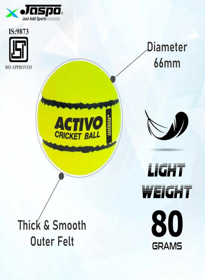 jaspo Rubber,Wool Felt Activo Super Cricket Tennis Ball Light Weight 80 To 85 Grams,High Bounce,Durable,Developed With Innovative Technique,Unique Design,Match Quality,66 Mm Diameter(Pack Of 3,Green) - Image 3
