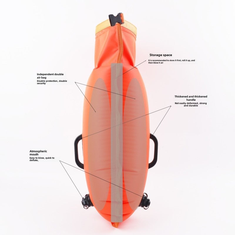 Swimming Float: Orange Thick Nylon PVC - Quick Easy Inflation, Spacious Storage Capacity Swimming Aid for Water Sports and Aquatic Activities - Image 3