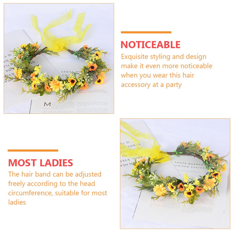 2 pcs Garland Hair Accessory Performance Headband for Children (Yellow) - Image 3