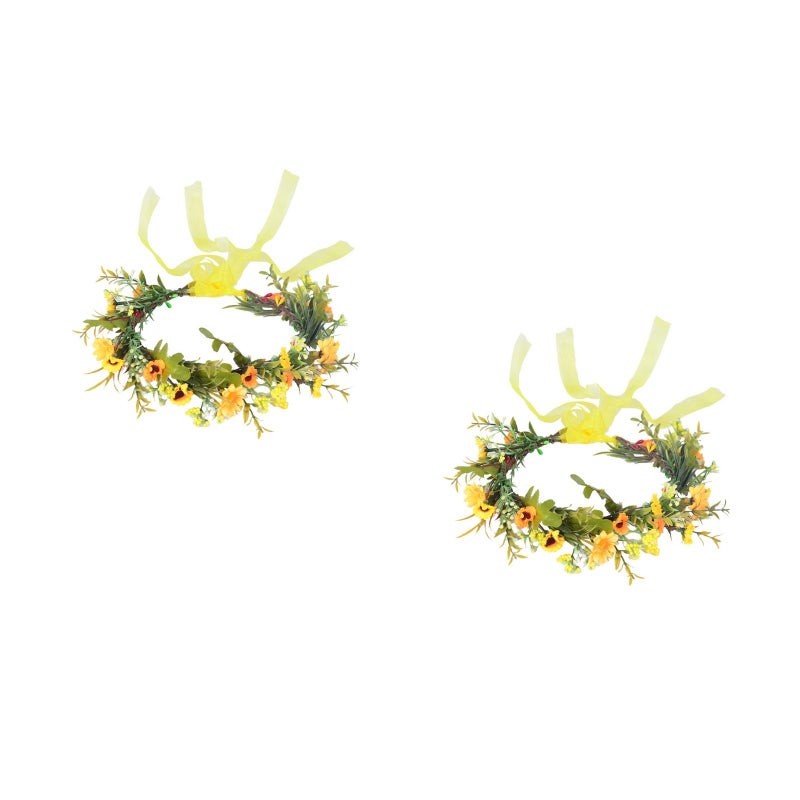2 pcs Garland Hair Accessory Performance Headband for Children (Yellow) - Image 1