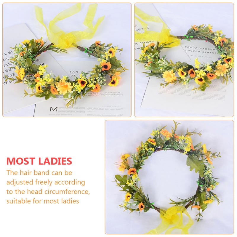2 pcs Garland Hair Accessory Performance Headband for Children (Yellow) - Image 2