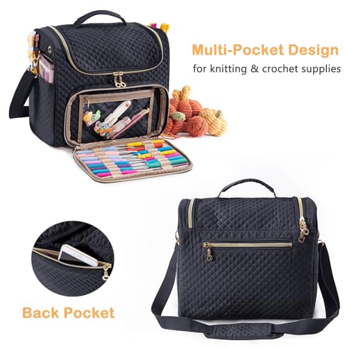 MYBAGZING Crochet Bag Organizer - Quilted Storage Bag with Hanging Hook, Knitting & Yarn Tote for Crochet Accessories, Mother's Day Gift - Image 2