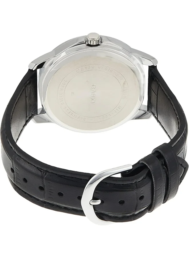 CASIO Men's Analog Display Watch With Black Leather Strap - MTP-V004L-1AUDF