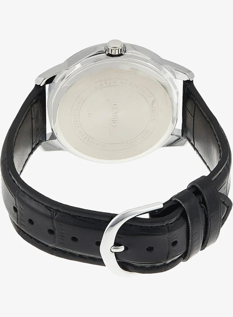 Casio Men's Leather Analog Watch MTP-V004L-1AUDF - 41.5 mm