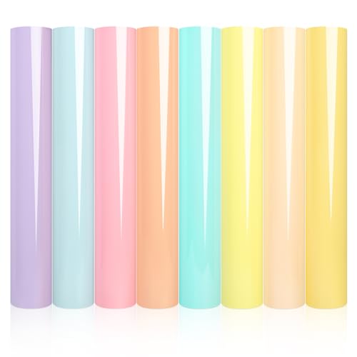 WRAPXPERT Pastel Iron on Vinyl Boho Heat Transfer Vinyl Bundle 12 X 10 in, 8 Assorted Pastel HTV for T-Shirts,Garment, Easy to Cut & Transfer - Image 1
