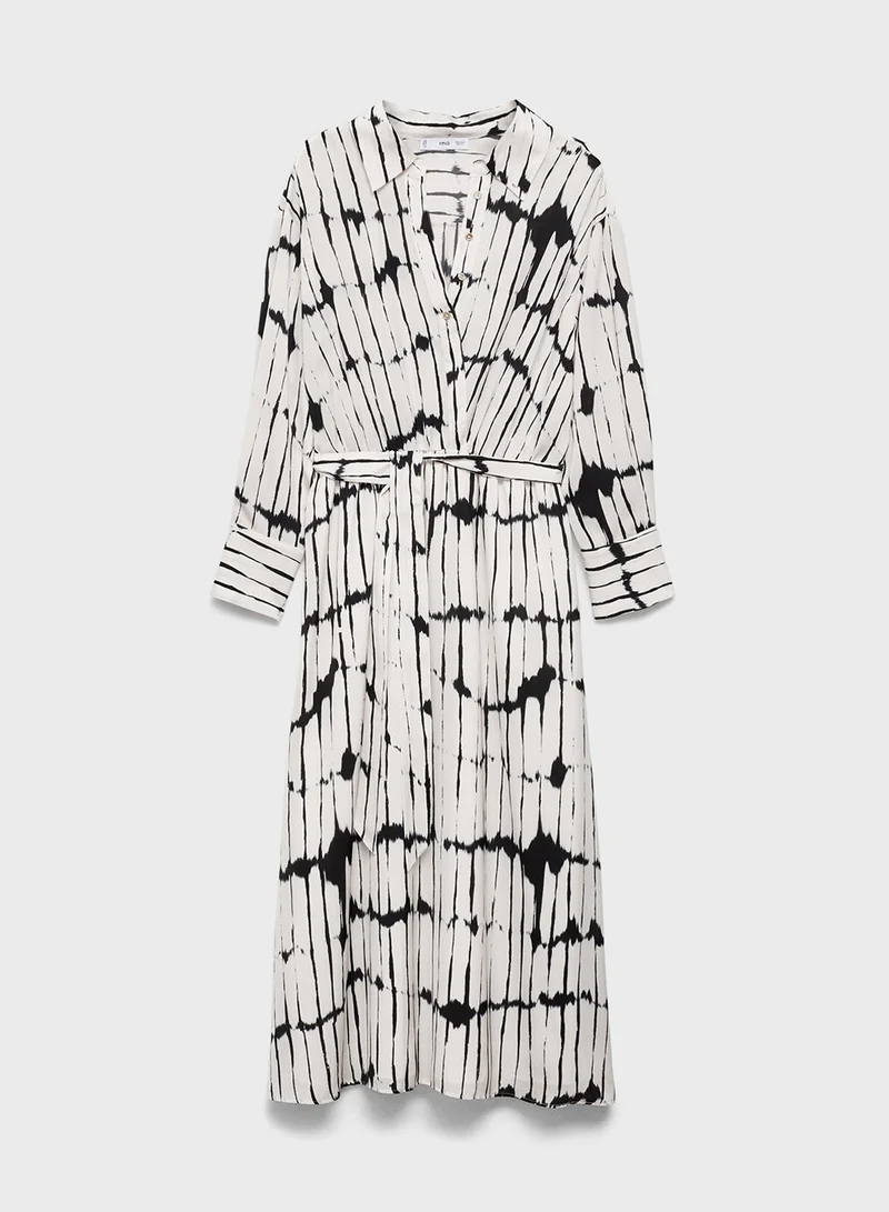 MANGO Tie-Waist Midi Dress