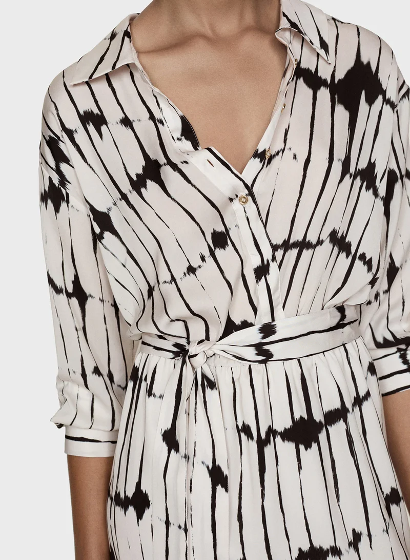 MANGO Tie-Waist Midi Dress