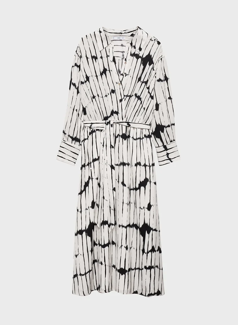 MANGO Tie-Waist Midi Dress
