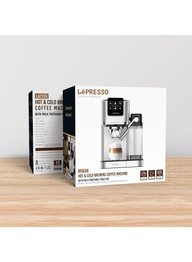 ليبرسو ماكينة تحضير القهوة مع رغوة حليب مدمجة، ماكينة تحضير قهوة ساخنة وباردة مع تنظيف ذاتي، ماكينة قهوة بمضخة 20 بار، ماكينة قهوة تعمل باللمس مع خيارات تحضير متعددة - فضي - Image 5