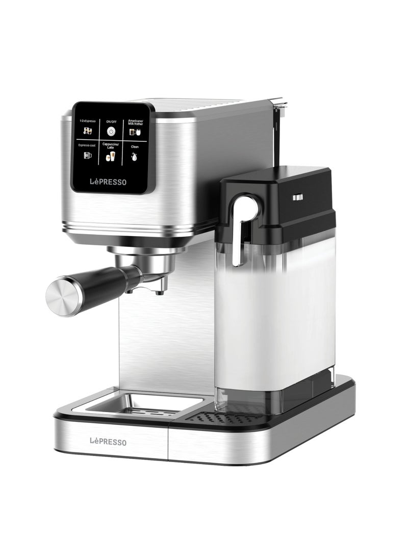 ليبرسو ماكينة تحضير القهوة مع رغوة حليب مدمجة، ماكينة تحضير قهوة ساخنة وباردة مع تنظيف ذاتي، ماكينة قهوة بمضخة 20 بار، ماكينة قهوة تعمل باللمس مع خيارات تحضير متعددة - فضي - Image 2