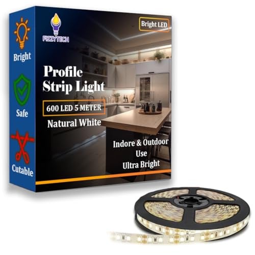 fizzytech 5M Natrul White LED Strip Light – 120 LEDs/Meter, 600 LEDs Total, High Brightness Decorative Lighting for Home & Room Décor (Natrul White-600 LED 5 Meter Strip Lights) - Image 1