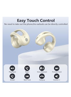 KASTWAVE Open Ear Clip Headphones, Bluetooth Headphones Wireless Earbuds, 30 Hours Playtime, Dual Mic Clear Call Sports Bone Conduction Headphones Bluetooth for Workout Driving Walking with iPhone Android  - Image 4