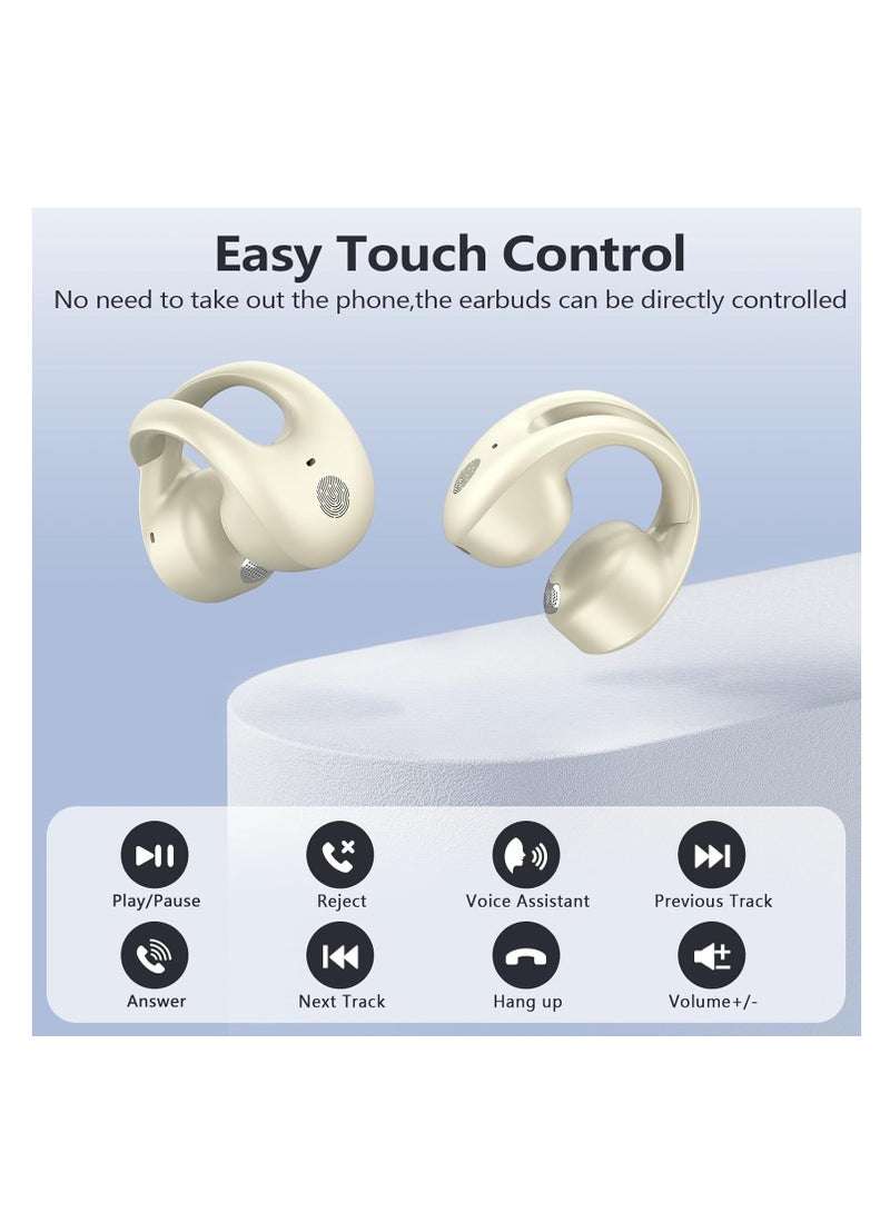 KASTWAVE Open Ear Clip Headphones, Bluetooth Headphones Wireless Earbuds, 30 Hours Playtime, Dual Mic Clear Call Sports Bone Conduction Headphones Bluetooth for Workout Driving Walking with iPhone Android - Image 4