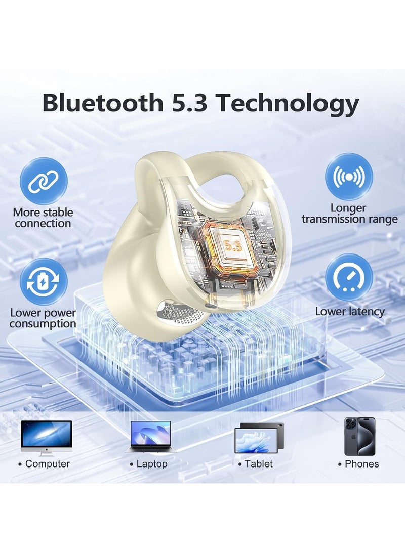 KASTWAVE Open Ear Clip Headphones, Bluetooth Headphones Wireless Earbuds, 30 Hours Playtime, Dual Mic Clear Call Sports Bone Conduction Headphones Bluetooth for Workout Driving Walking with iPhone Android - Image 3