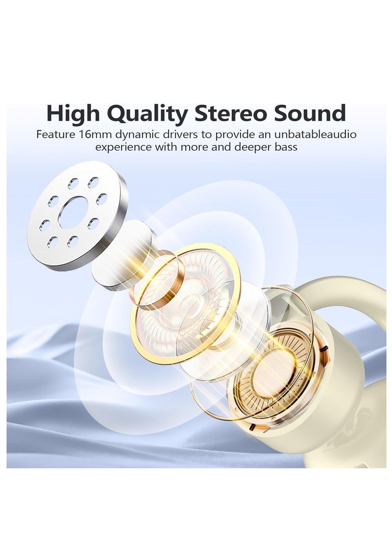 KASTWAVE Open Ear Clip Headphones, Bluetooth Headphones Wireless Earbuds, 30 Hours Playtime, Dual Mic Clear Call Sports Bone Conduction Headphones Bluetooth for Workout Driving Walking with iPhone Android - Image 5