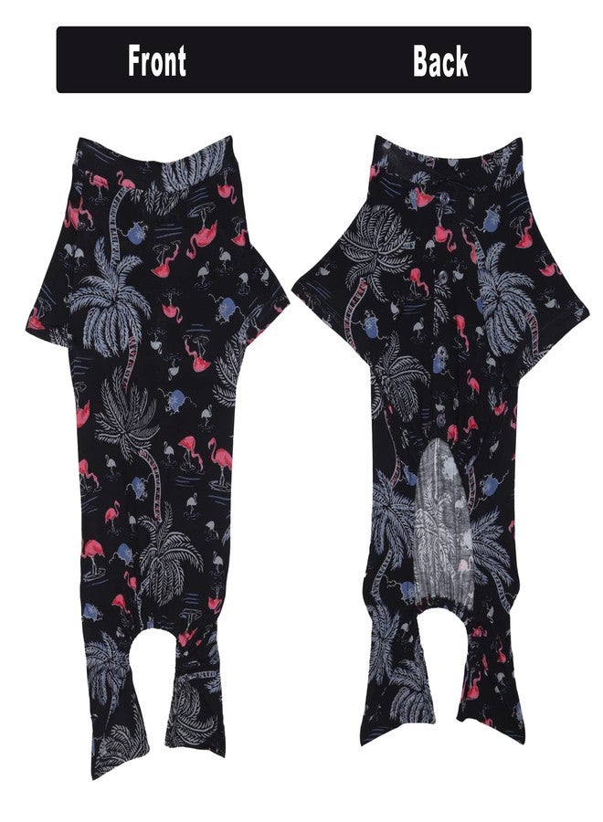 Lulala Dog Pajamas Jumpsuit for Small Medium Large Dogs,Lightweight Dog Pjs Viscose Lycra Clothes Apparel Onesies Hawaiian Print Shirt After Surgery, Full Belly,Breathable 4 Legs(22 Inch,Black) - Image 2