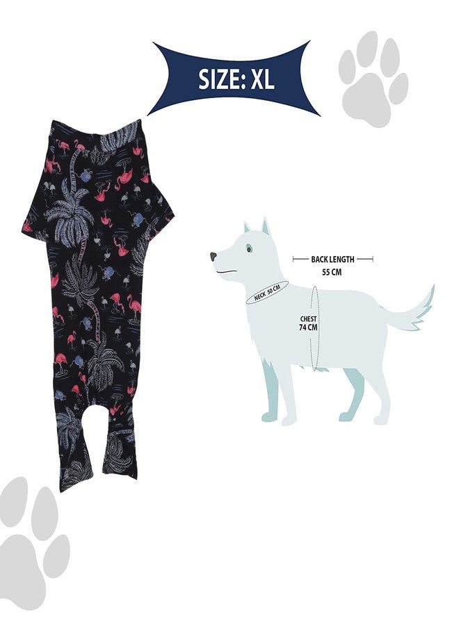 Lulala Dog Pajamas Jumpsuit for Small Medium Large Dogs,Lightweight Dog Pjs Viscose Lycra Clothes Apparel Onesies Hawaiian Print Shirt After Surgery, Full Belly,Breathable 4 Legs(22 Inch,Black) - Image 5