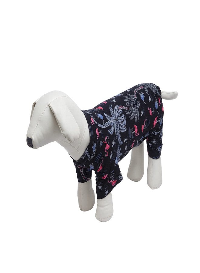 Lulala Dog Pajamas Jumpsuit for Small Medium Large Dogs,Lightweight Dog Pjs Viscose Lycra Clothes Apparel Onesies Hawaiian Print Shirt After Surgery, Full Belly,Breathable 4 Legs(22 Inch,Black) - Image 4