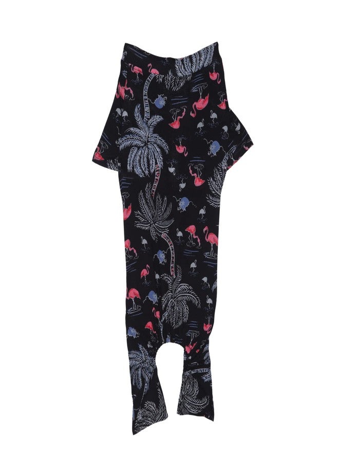 Lulala Dog Pajamas Jumpsuit for Small Medium Large Dogs,Lightweight Dog Pjs Viscose Lycra Clothes Apparel Onesies Hawaiian Print Shirt After Surgery, Full Belly,Breathable 4 Legs(22 Inch,Black) - Image 1