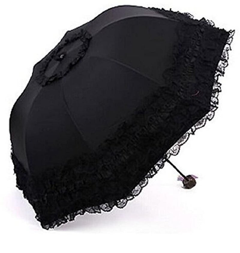 Milcraft Travel Umbrella Folding UV Resistance Princess Lace Parasol Umbrellas Sun Umbrella for Women Girls - Image 1