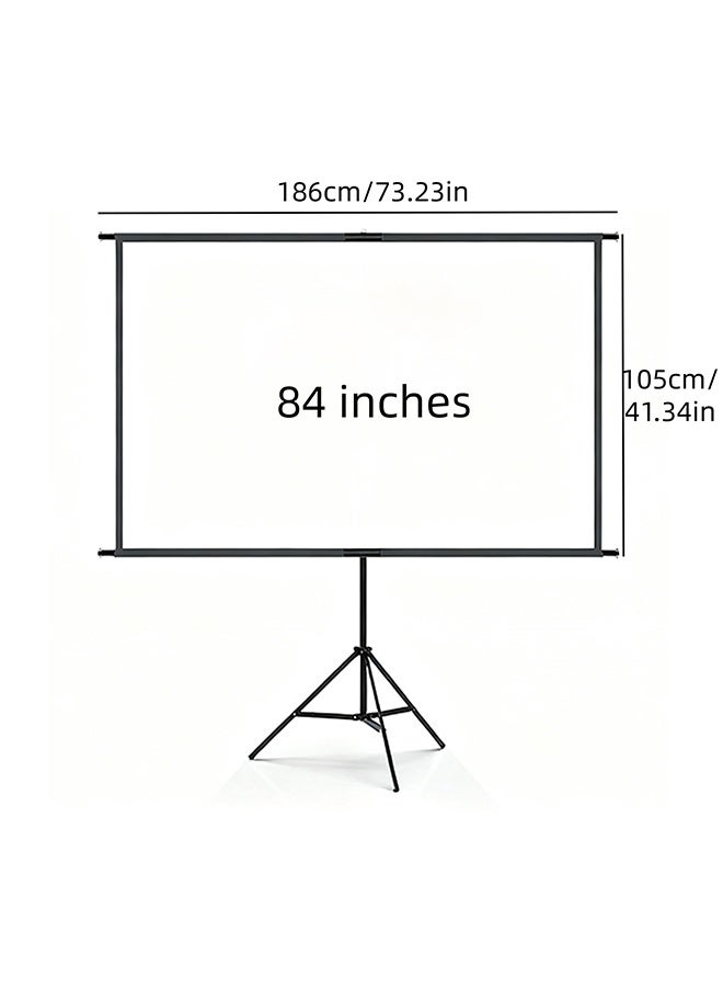 84-Inch 16:9 Portable Foldable Projection Screen, With A Stand And No Wrinkles, Milk Silk Projection Cloth, Home High-Definition 4K Projection Screen (Wall-Mounted And Rack-Mounted), Suitable For Mobile Outdoor, Living Room, Bedroom, Home Theater And Office Presentation - Image 2