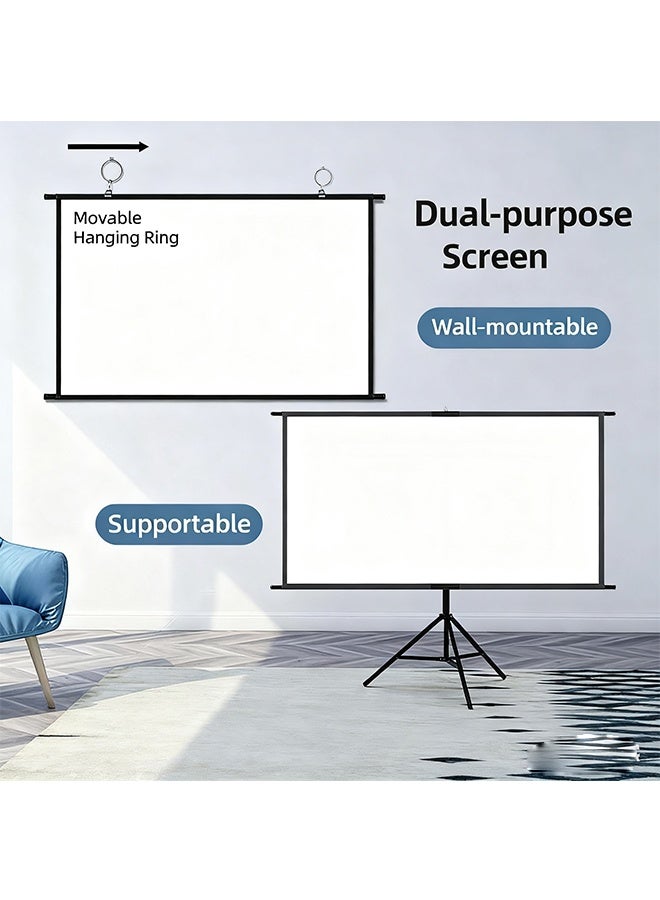 84-Inch 16:9 Portable Foldable Projection Screen, With A Stand And No Wrinkles, Milk Silk Projection Cloth, Home High-Definition 4K Projection Screen (Wall-Mounted And Rack-Mounted), Suitable For Mobile Outdoor, Living Room, Bedroom, Home Theater And Office Presentation - Image 4