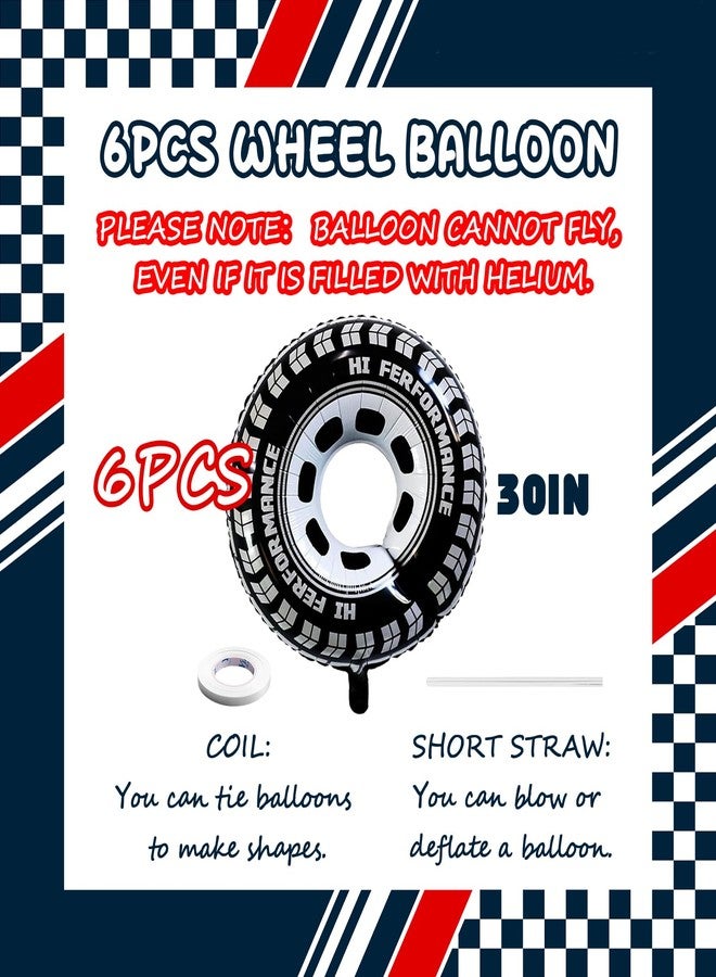 KHC-KHF Wheel-Balloons Racingcar-Balloon 6PCS 30 Inch Large Wheel Balloons Race-Car Theme Party Birthday Decorations Boy Men Racing Celebration Supplies - Image 3