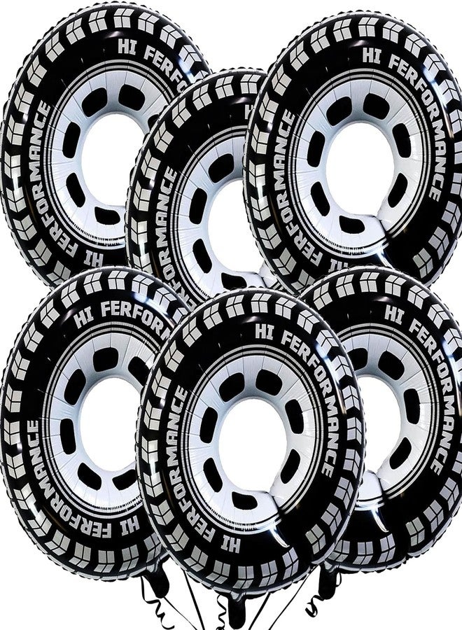 KHC-KHF Wheel-Balloons Racingcar-Balloon 6PCS 30 Inch Large Wheel Balloons Race-Car Theme Party Birthday Decorations Boy Men Racing Celebration Supplies - Image 1