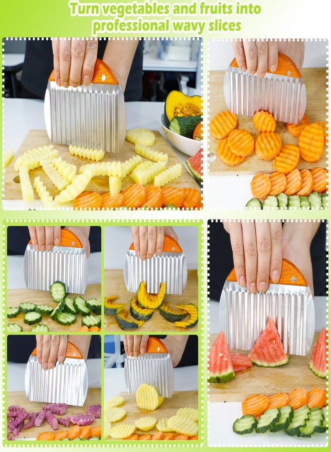 Hendiy Large Crinkle Cutter, Stainless Steel French Fry Cutter Wavy Slicer Potato Cutting for Fries, Crinkle Cutters for Potatoes - Image 3