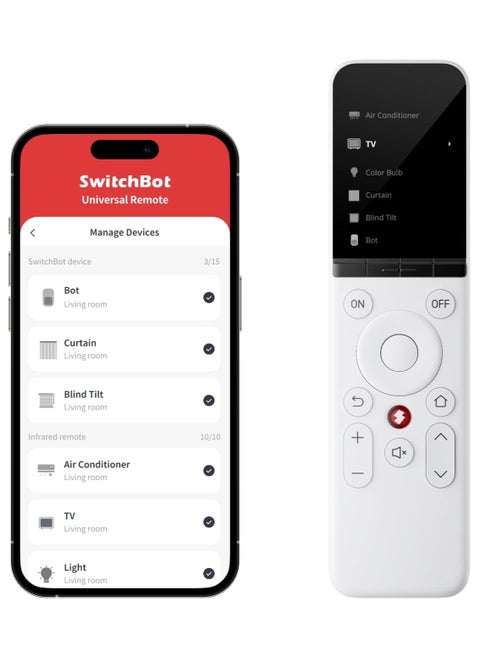 Universal Remote Control with Customizable APP, All-in-one Smart Remote Control, Control IR/Bluetooth Devices, Compatible with TV/AC/Apple TV/Fire TV/SwitchBots and More