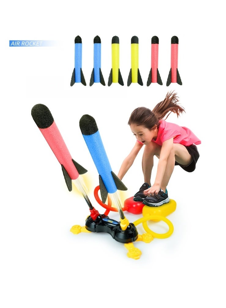 Dual Stomp Rocket Launcher Toy for Kids| Stomp Kids Foam Rockets With 6 Foam Rockets - Image 1