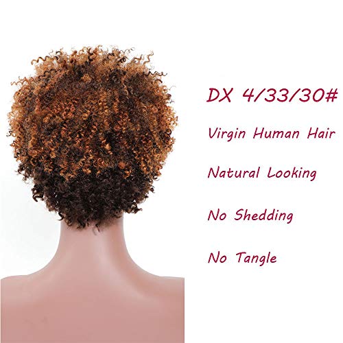 Ms Taj Short Afro Kinky Curly Human Hair Wigs for Black Women Brazilian Virgin Short Curly Afro Wigs None Lace 150% Density Unprocessed Afro Wig Human Hair Curly Machine Made (DX 4/33/30) - Image 5