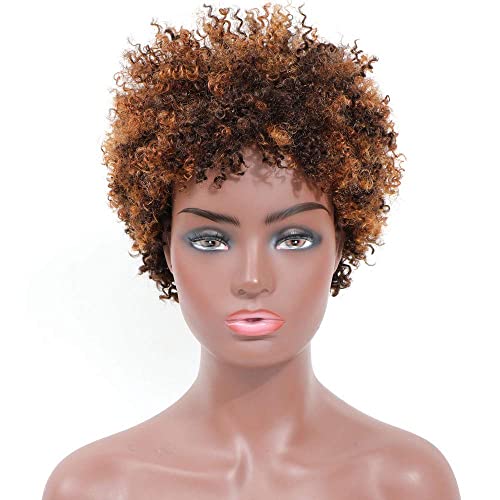 Ms Taj Short Afro Kinky Curly Human Hair Wigs for Black Women Brazilian Virgin Short Curly Afro Wigs None Lace 150% Density Unprocessed Afro Wig Human Hair Curly Machine Made (DX 4/33/30) - Image 4