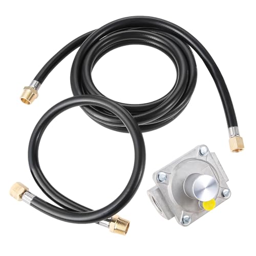 Lemfema 10 Feet Natural Gas Hose Conversion Kit with 5" Outlet Pressure Regulator Valve, Low Pressure Natural Gas Grill Hose for BBQ, Grill, 1/2" Male NPT x 3/8" Female Flare - Image 1