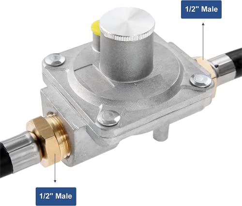 Lemfema 10 Feet Natural Gas Hose Conversion Kit with 5" Outlet Pressure Regulator Valve, Low Pressure Natural Gas Grill Hose for BBQ, Grill, 1/2" Male NPT x 3/8" Female Flare - Image 4
