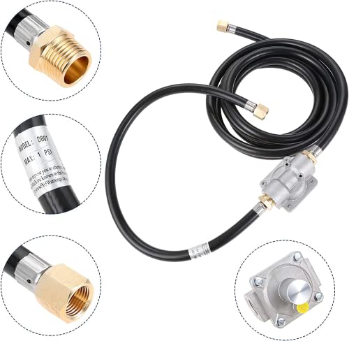 Lemfema 10 Feet Natural Gas Hose Conversion Kit with 5" Outlet Pressure Regulator Valve, Low Pressure Natural Gas Grill Hose for BBQ, Grill, 1/2" Male NPT x 3/8" Female Flare - Image 3