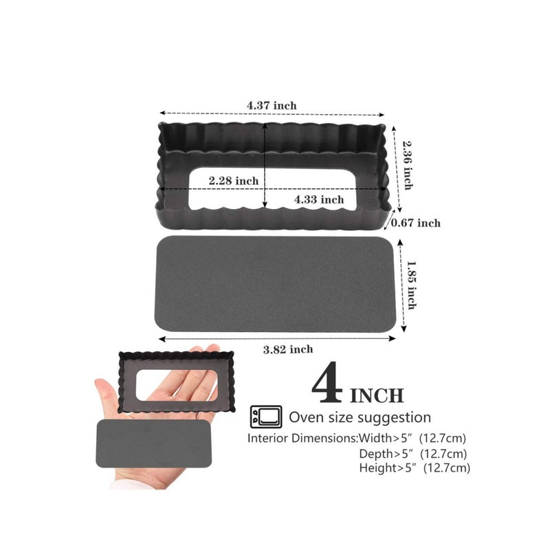 SOLARAE Mini Tart Pan Set of 4 Rectangular Non-Stick 4 Inch Quiche Pan Loose Removable Bottom Tart Pan for Pies, Quiche Bakeware, Cheese Cakes, Desserts - Image 5