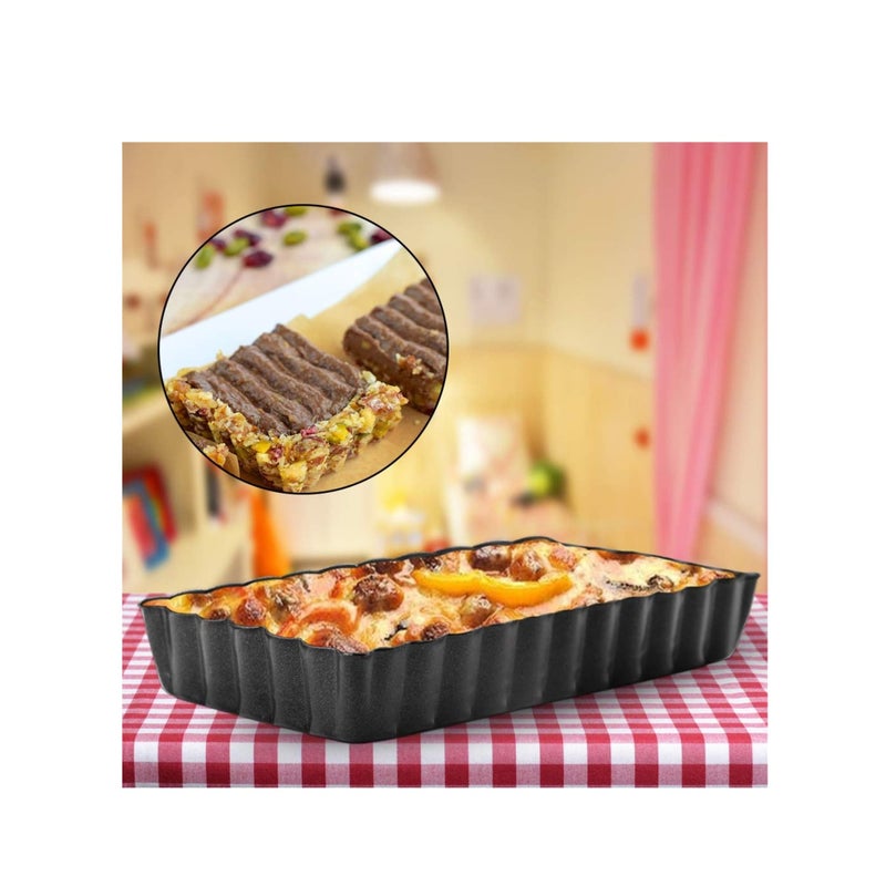 SOLARAE Mini Tart Pan Set of 4 Rectangular Non-Stick 4 Inch Quiche Pan Loose Removable Bottom Tart Pan for Pies, Quiche Bakeware, Cheese Cakes, Desserts - Image 2