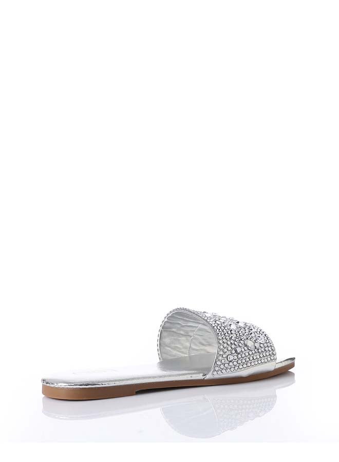 DejaVu Flat Slipper With Strass - Silver - Image 2
